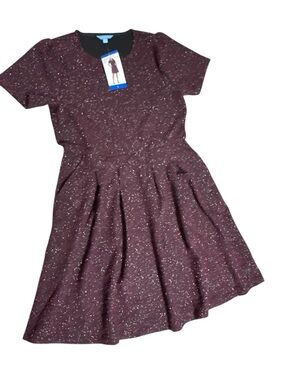 Draper James Burgundy Sparkle Fit-and-Flare Kids Dress